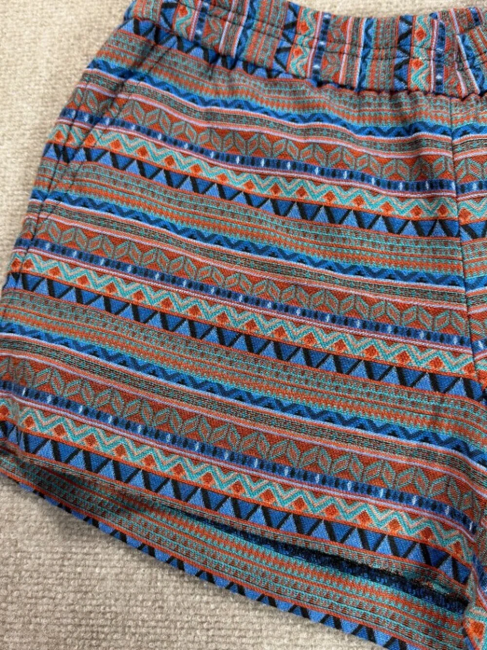 J.Crew Tribal Geometric Jacquard Shorts Blue Orange Size 10